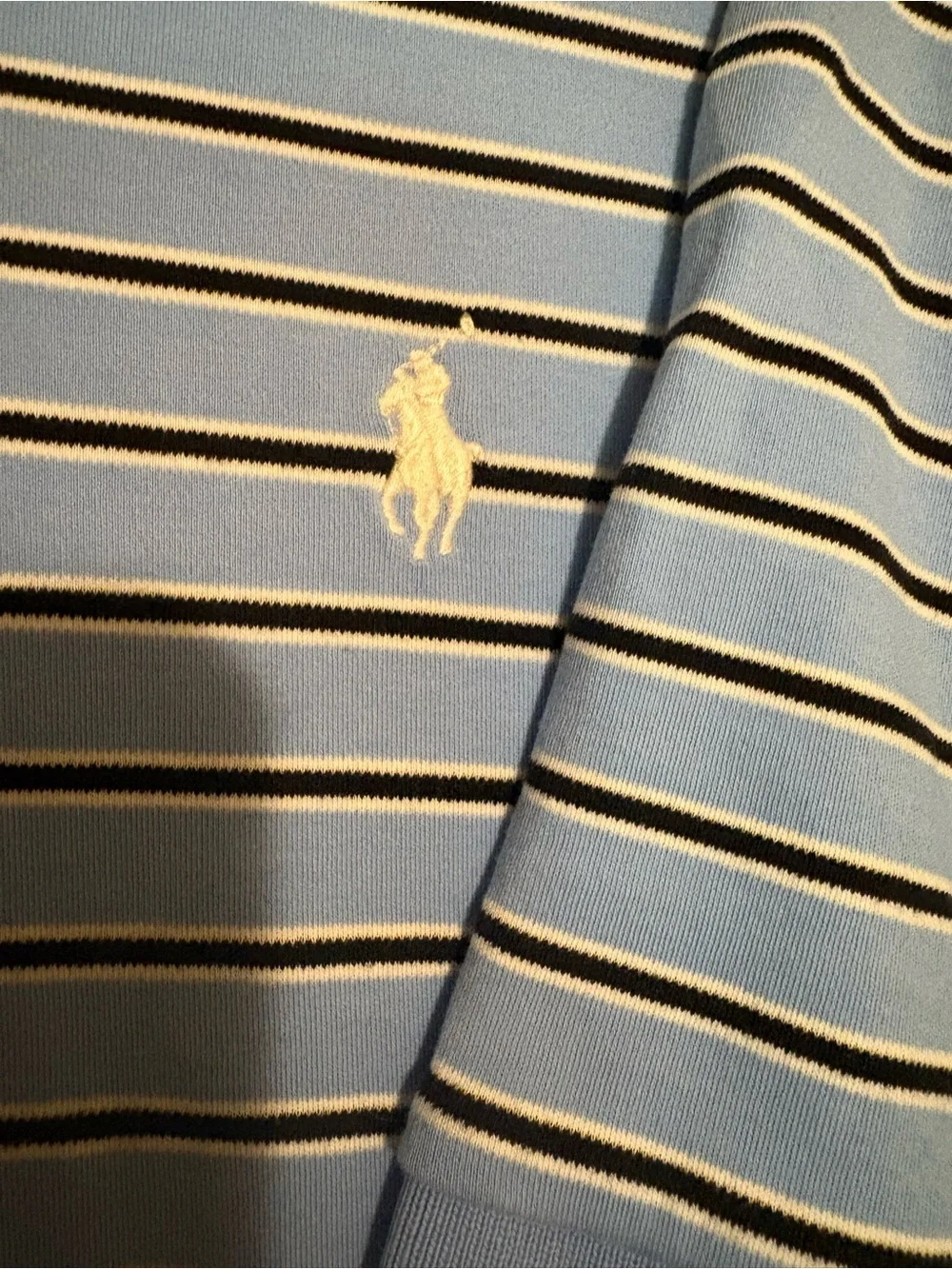 Men’s Ralph Lauren Light Blue Polo with Navy & White Stripes